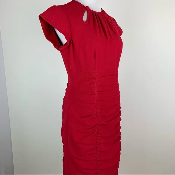 Nanette Lepore Pink Ruched Dress Sz 8 - Picture 4 of 13